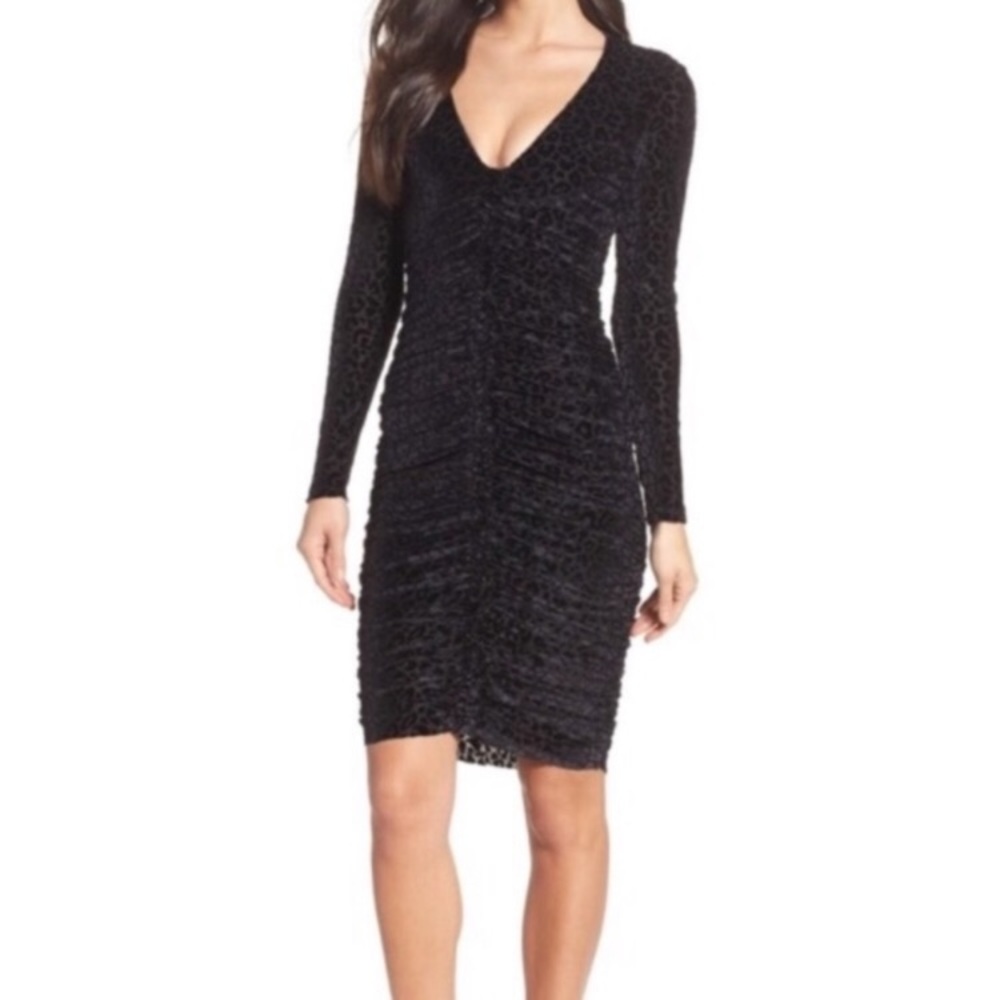 BARDOT Cheetah Leopard Velvet Bodycon Dress